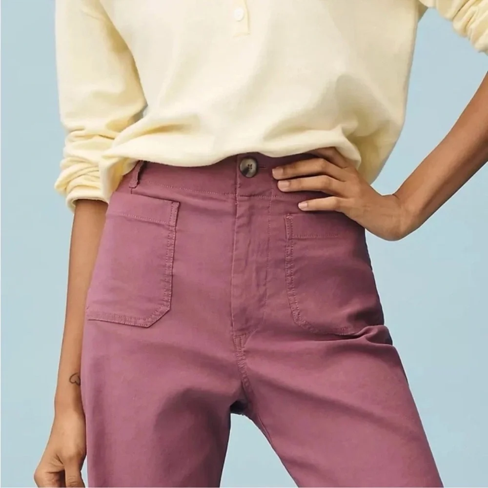Maeve | Anthropologie | The Colette Wide Leg Pant Linen Blend Patch Pockets 30 - Picture 1 of 6